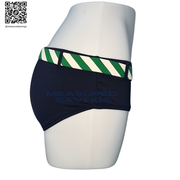 Size Large NWT Navy and Kelly Green Belted Bikini Bottoms by Anne Cole Signature - Picture 4 of 8